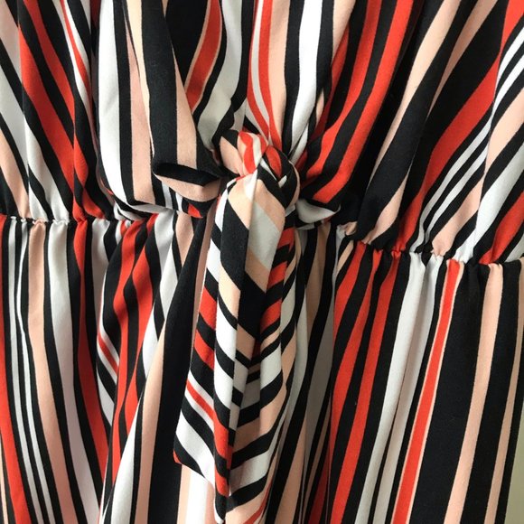 Rebel Sugar Girl's Striped Maxi Dress, sleeveless, Orange, black, white - Picture 3 of 10